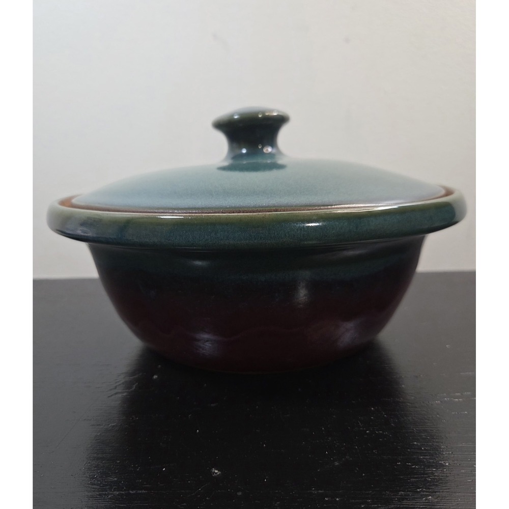 Signed Handmade Hutton House London Pottery‎ Lidded Bowl Colorful